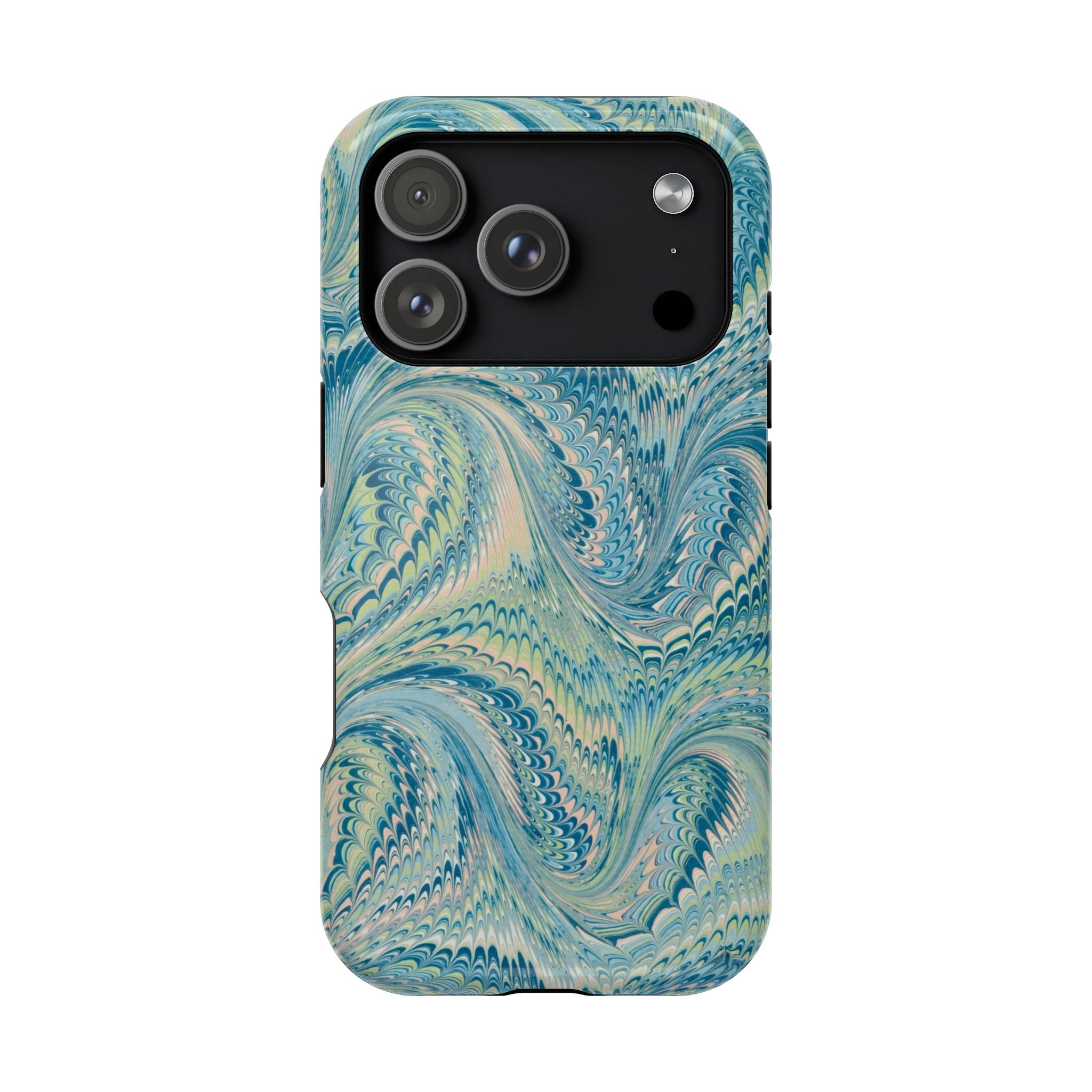 Aqua + Green Marble Phone Case - Impact-Resistant MAG SAFE - Dual Cover Design