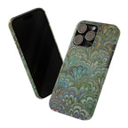 Deep Green Peacock Italian Marbled Design, Italy Feather Phone Case