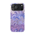 Marbled Feather Lavender + Purple Swirl - Single Layer Slim Phone Case