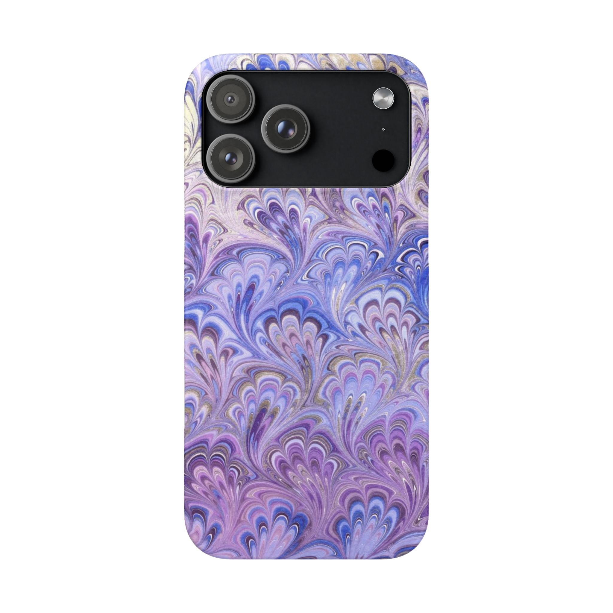 Marbled Feather Lavender + Purple Swirl - Single Layer Slim Phone Case