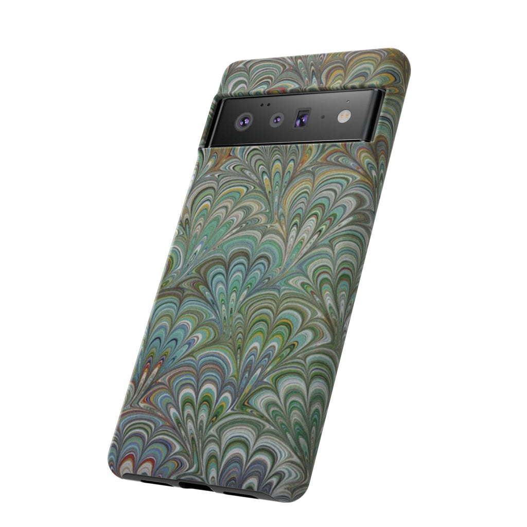Green Marbled Peacock Durable Phone Case - Matte or Glossy