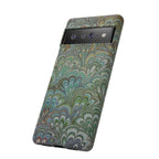 Green Marbled Peacock Durable Phone Case - Matte or Glossy