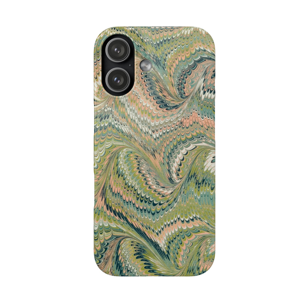 Green + Pink Pastel Italian Marbled Swirl Phone Case - Single Layer Slim Case