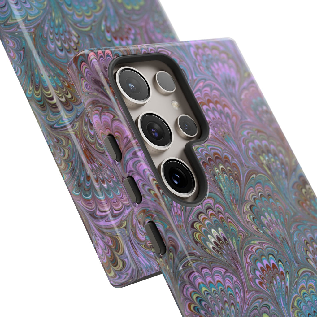 Lavender Marbled Peacock Durable Phone Case - Matte or Glossy