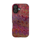 Red, Burgundy, Lavender Italian Peacock Feather Design Phone Case