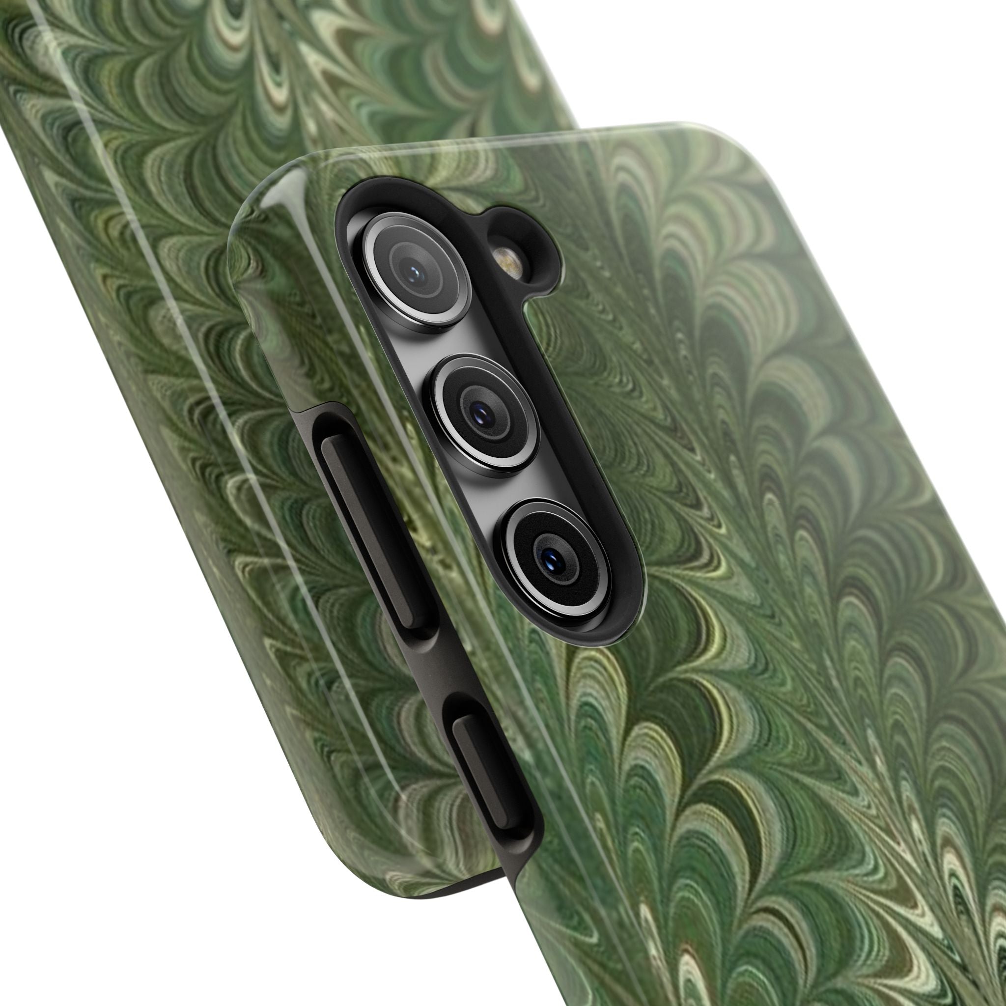 Deep Green Marble Italian Tough Phone Case — Durable Marbled Phone Case