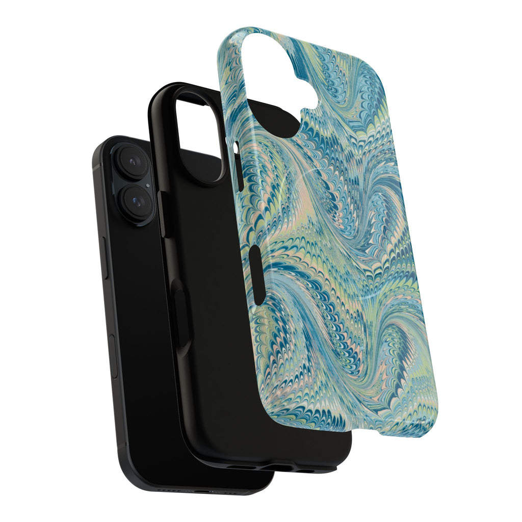 Aqua + Green Marble Phone Case - Impact-Resistant Durable - Dual Cover Design