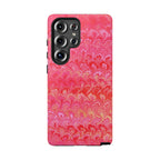 Pink and Gold Marbled Peacock Durable Phone Case - Olive Green and Brown - Matte or Glossy