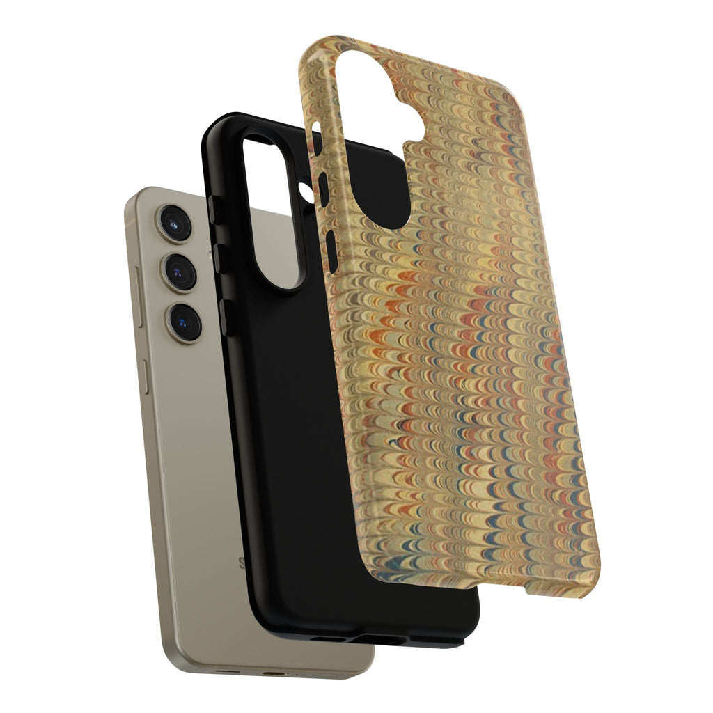Beige and Blue Marbled Durable Phone Case - Dual Layer - Matte or Glossy