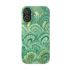 Marbled Feather Green Swirl - Single Layer Slim Phone Case