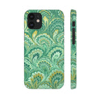 Marbled Feather Green Swirl - Single Layer Slim Phone Case