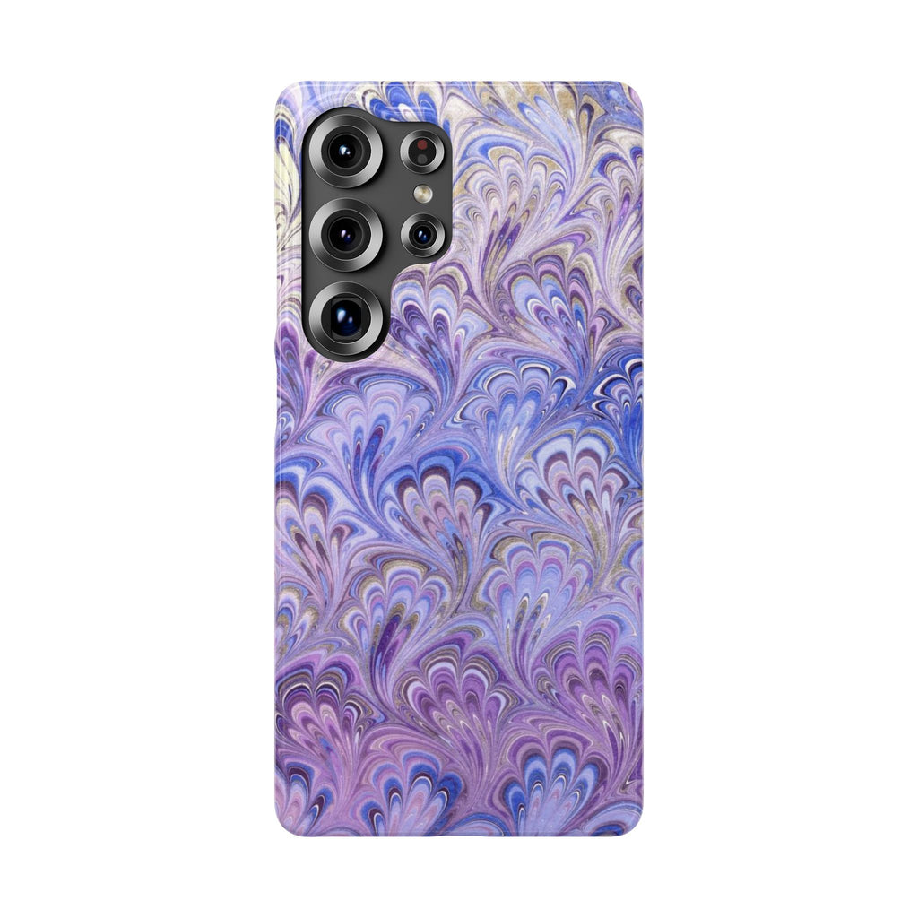 Marbled Feather Lavender + Purple Swirl - Single Layer Slim Phone Case