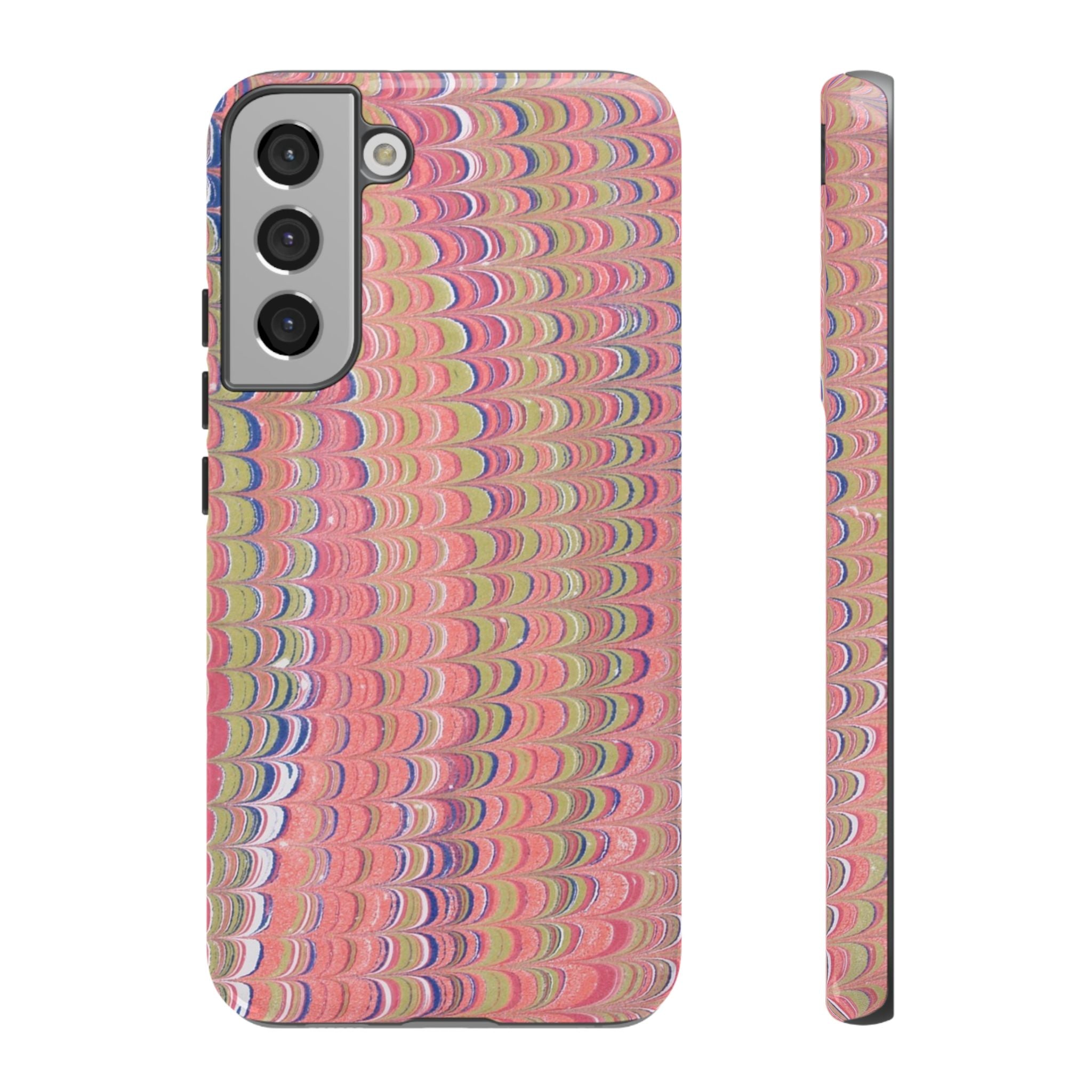 Pink Pastels Feather Marbled Vintage Design iPhone 16 + Samsung + Apple + Google - all models