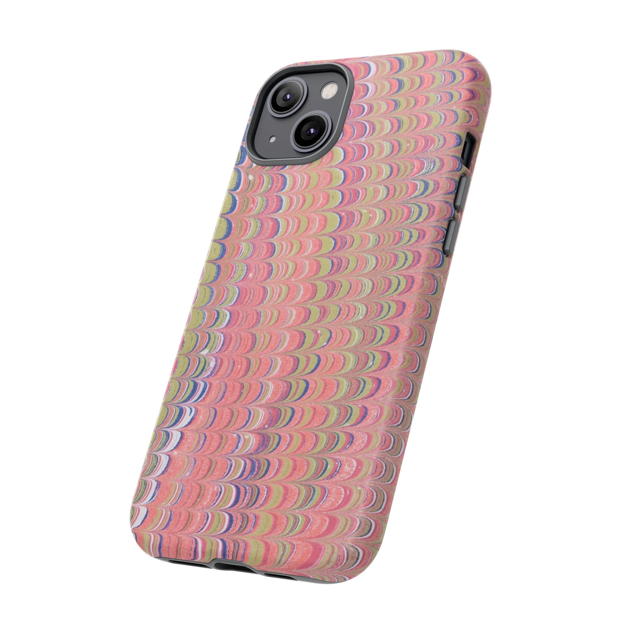 Pink Pastels Feather Marbled Vintage Design iPhone 16 + Samsung + Apple + Google - all models