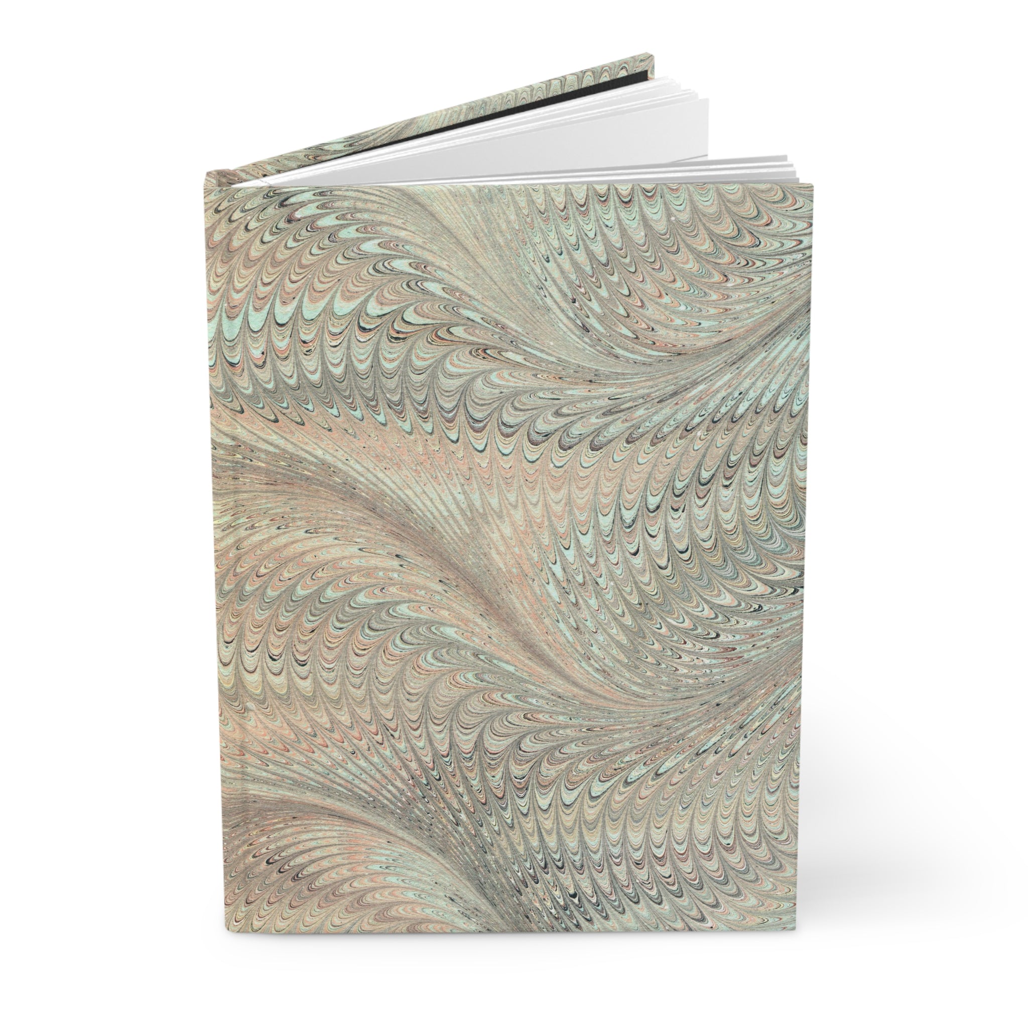 Beige + Mint Vintage Italian Marble Hardcover Journal Matte, Hand-Painted Design, Artistic Notebook, Writing Diary, Lined - Unique Gift