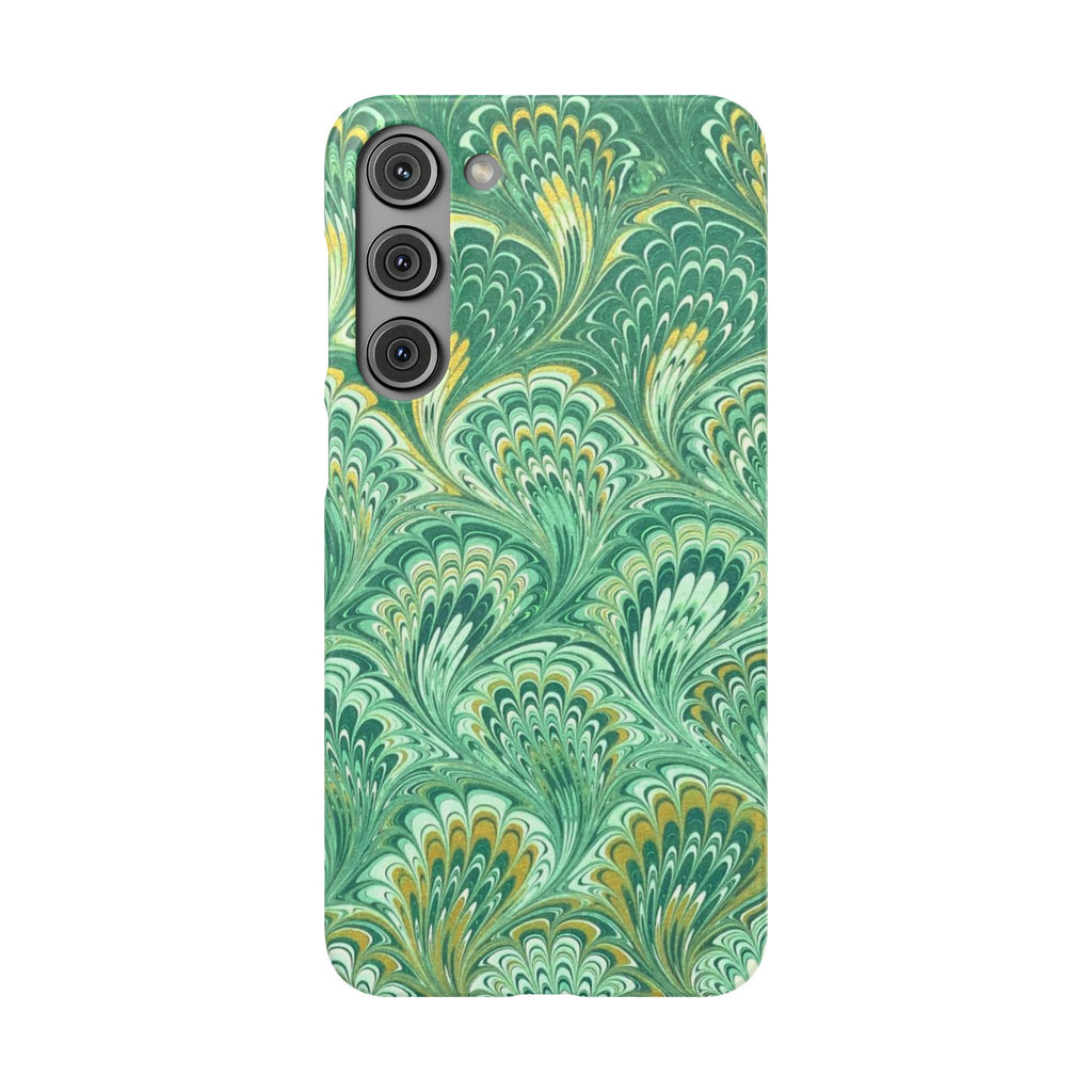 Marbled Feather Green Swirl - Single Layer Slim Phone Case