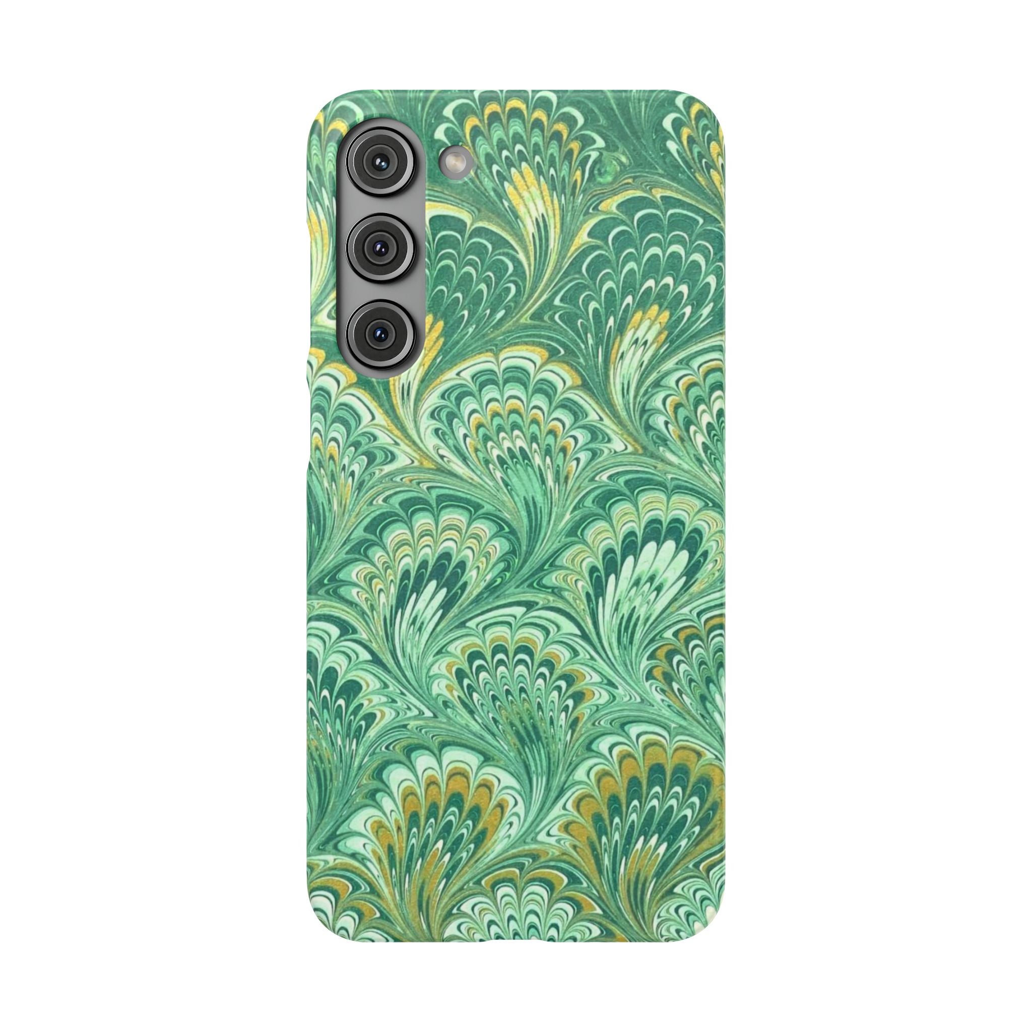 Marbled Feather Green Swirl - Single Layer Slim Phone Case