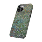 Deep Green Peacock Italian Marbled Design, Italy Feather Phone Case