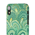 Marbled Feather Green Swirl - Single Layer Slim Phone Case