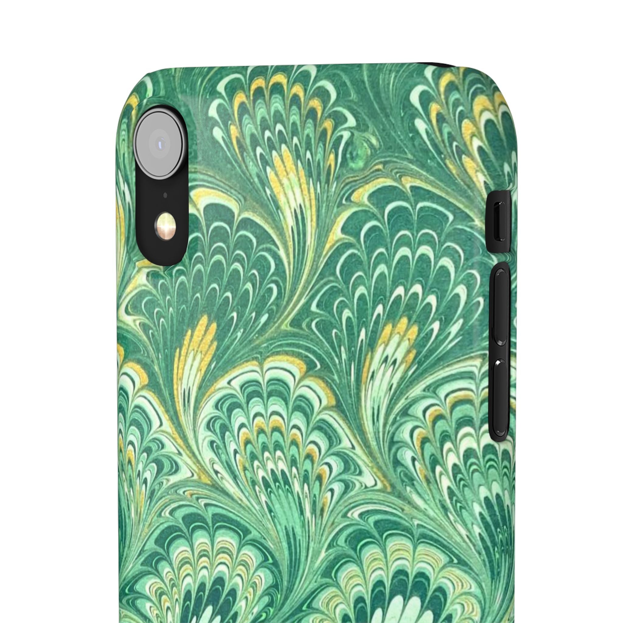 Marbled Feather Green Swirl - Single Layer Slim Phone Case