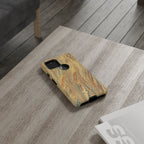 Beige and Blue Marbled Durable Phone Case - Dual Layer - Matte or Glossy