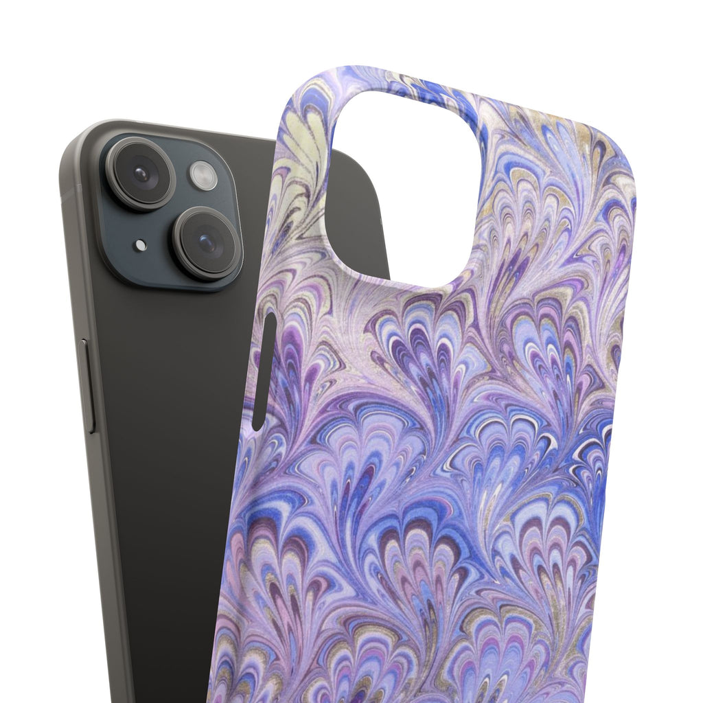 Marbled Feather Lavender + Purple Swirl - Single Layer Slim Phone Case