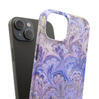 Marbled Feather Lavender + Purple Swirl - Single Layer Slim Phone Case