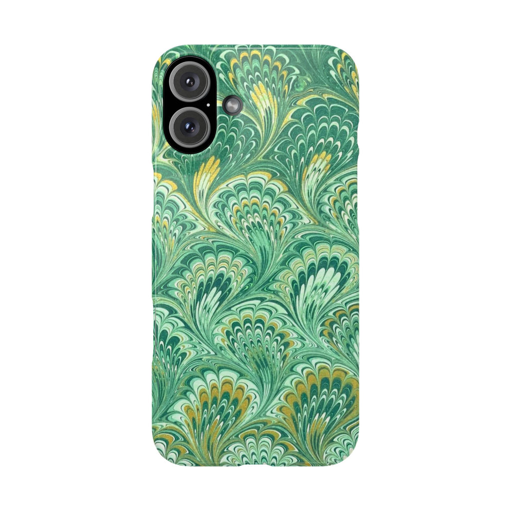 Marbled Feather Green Swirl - Single Layer Slim Phone Case
