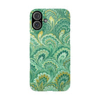 Marbled Feather Green Swirl - Single Layer Slim Phone Case