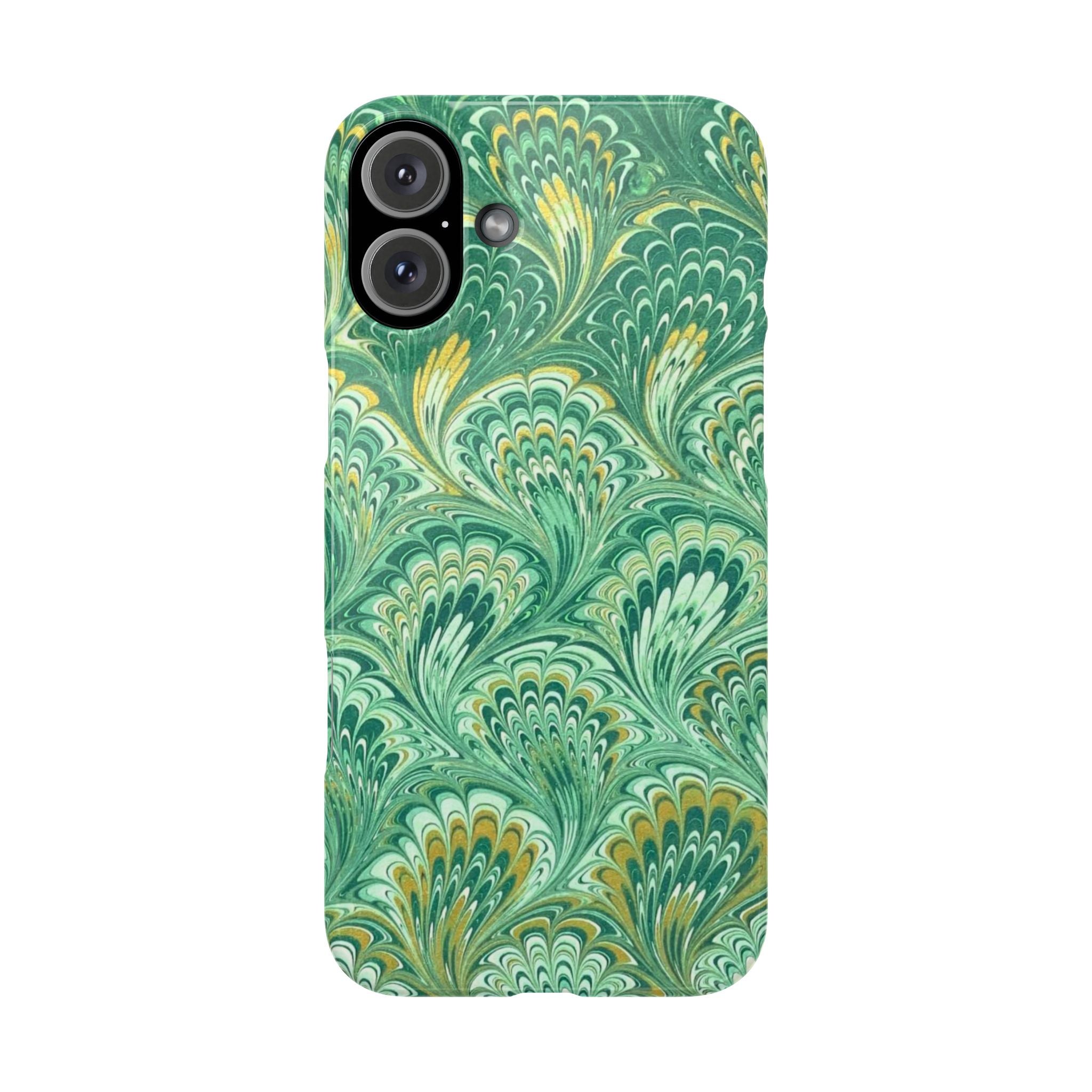 Marbled Feather Green Swirl - Single Layer Slim Phone Case