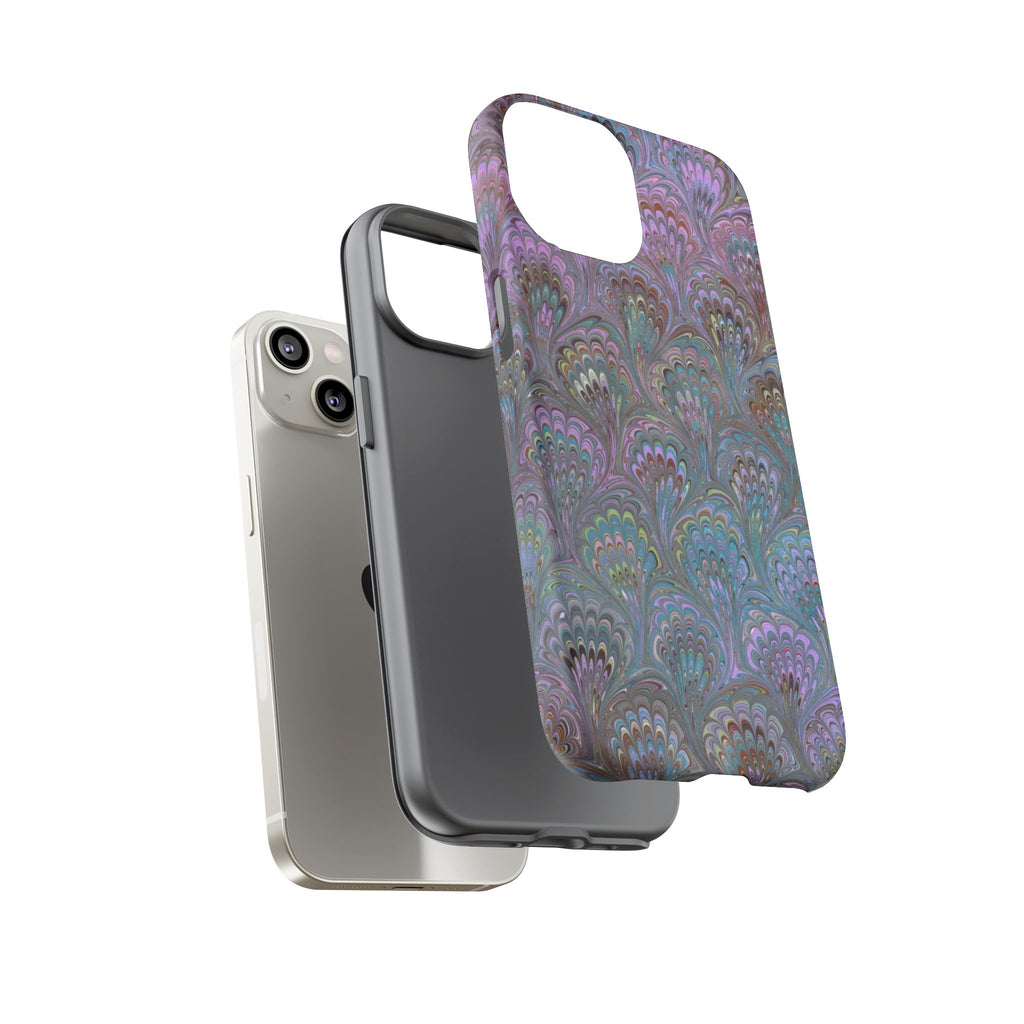 Lavender Marbled Peacock Durable Phone Case - Matte or Glossy