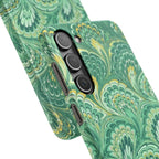 Marbled Feather Green Swirl - Single Layer Slim Phone Case