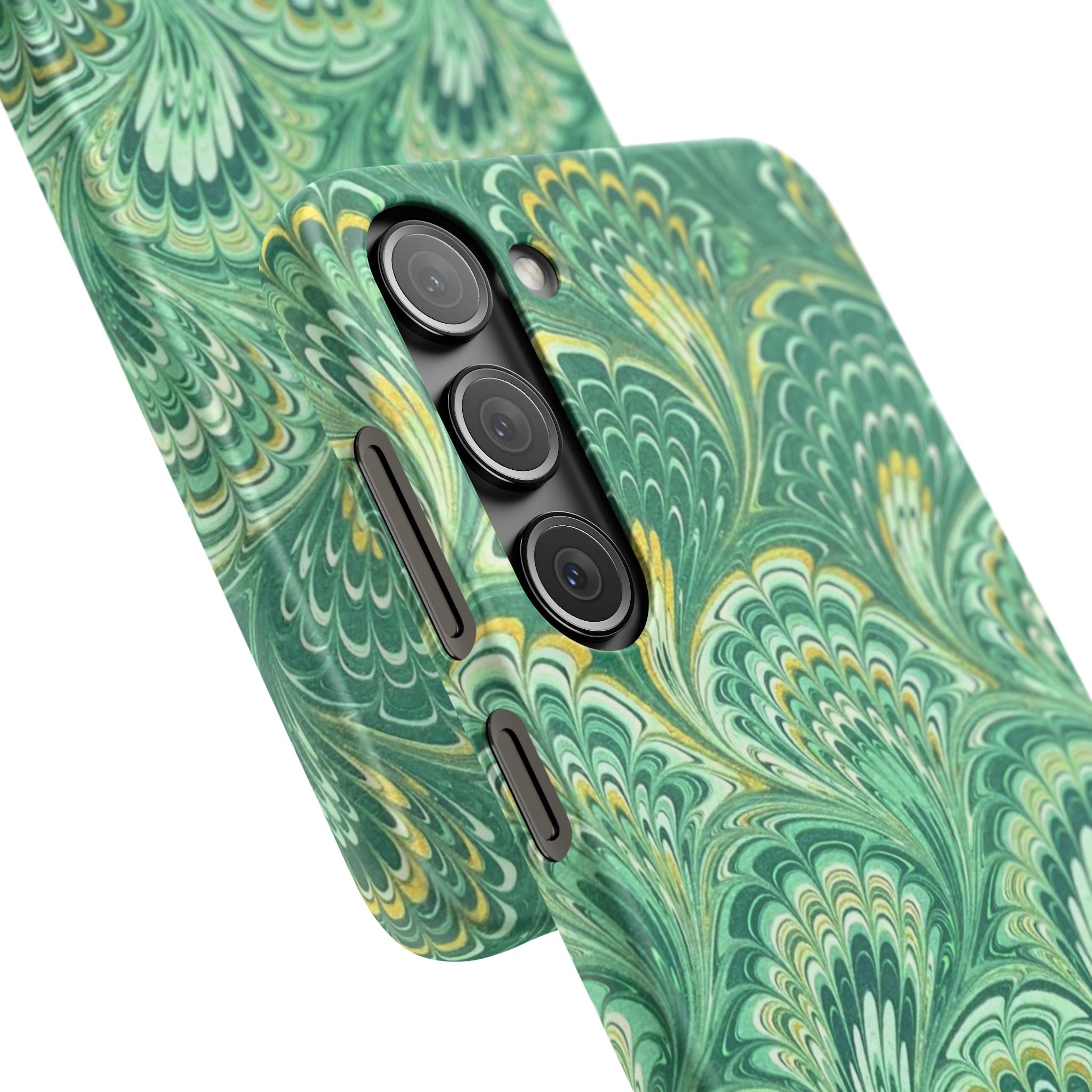 Marbled Feather Green Swirl - Single Layer Slim Phone Case