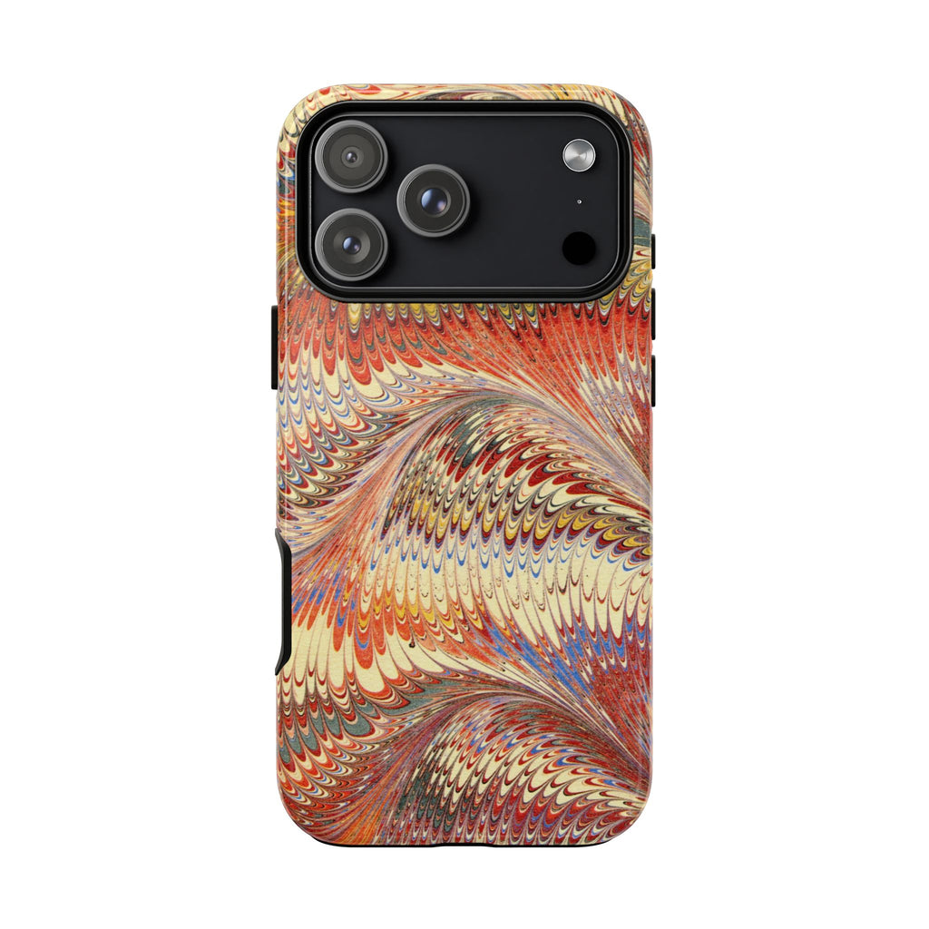 Orange, Rust, + Gold Marbled Phone Case - Dual Layer Phone Cover