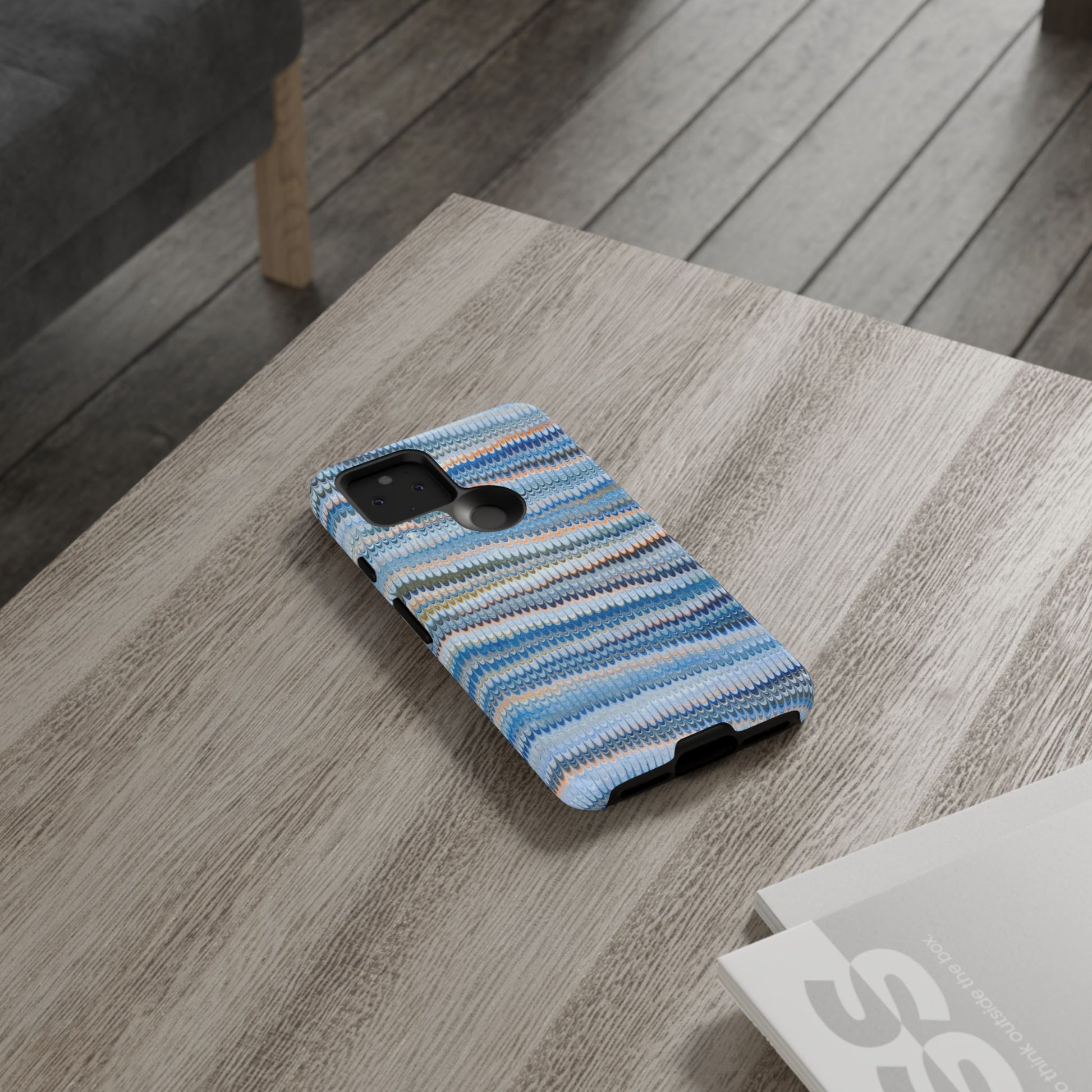 Blue Marbled Phone Cases iPhone 16 + Samsung + Apple + Google - all models, Vintage Marbled Design - Tough Cases