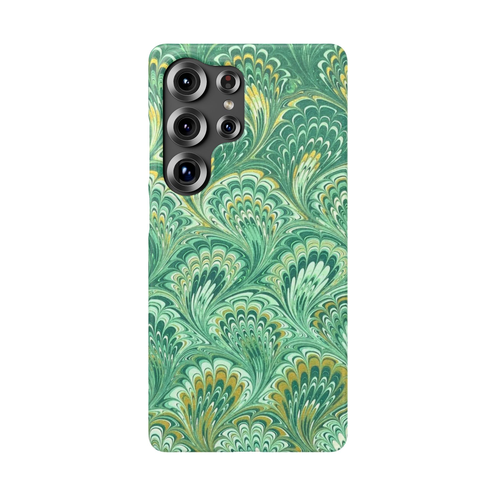 Marbled Feather Green Swirl - Single Layer Slim Phone Case