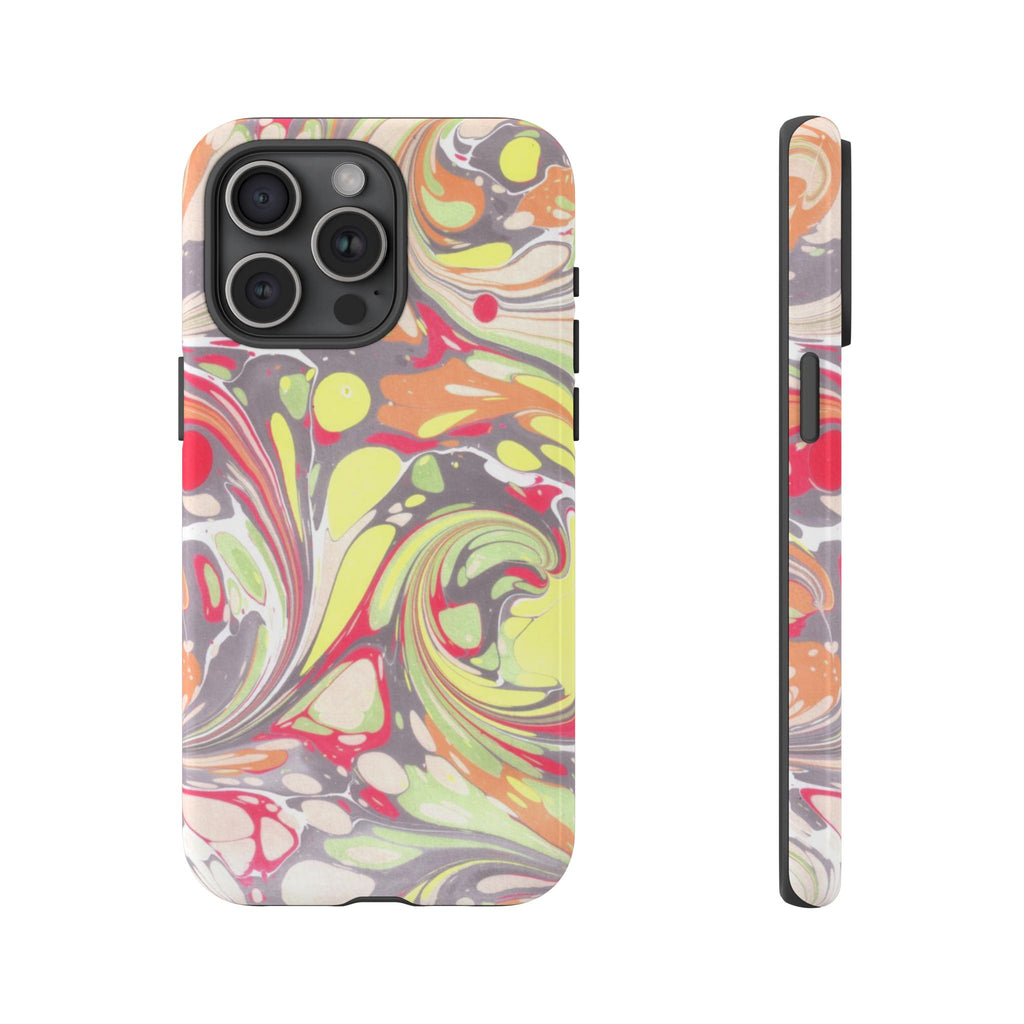 Yellow and Pink Swirl Marbled Italian Phone Case - Dual Layer - Matte or Glossy