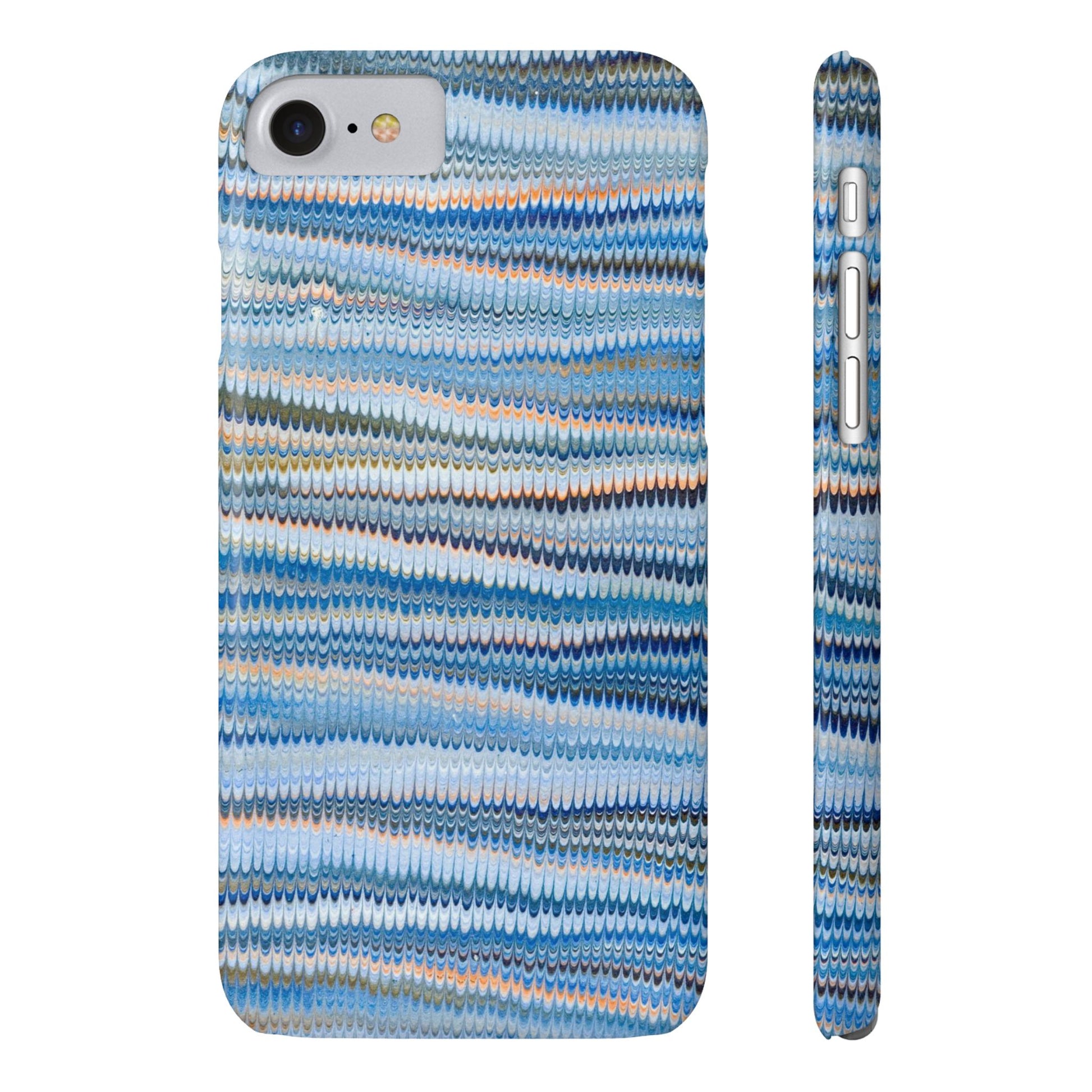 Blue Italian Hand-Painted and Vintage Marbled Inspired Paper Design, Italy Feather Phone Case, iPhone15 Case and all iPhone Case Sizes