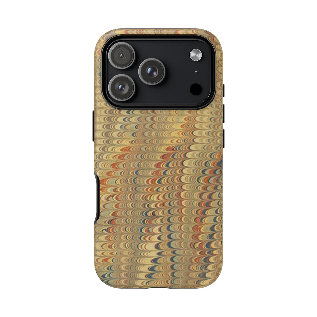 Beige and Blue Marbled Durable Phone Case - Dual Layer - Matte or Glossy
