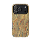 Beige and Blue Marbled Durable Phone Case - Dual Layer - Matte or Glossy