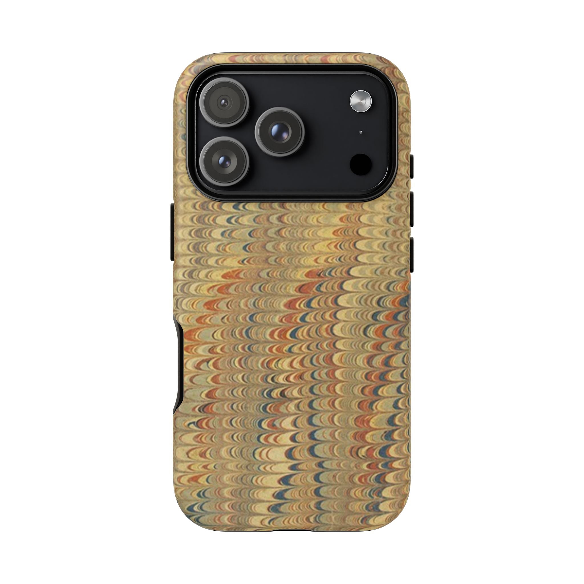 Beige and Blue Marbled Durable Phone Case - Dual Layer - Matte or Glossy