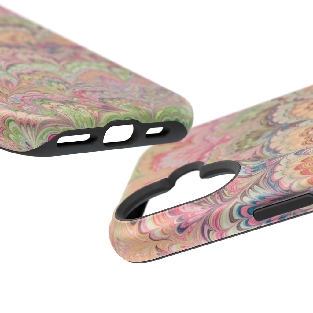 Marbled Pastel Pink and Green Impact-Resistant Phone Case for Apple + Samsung