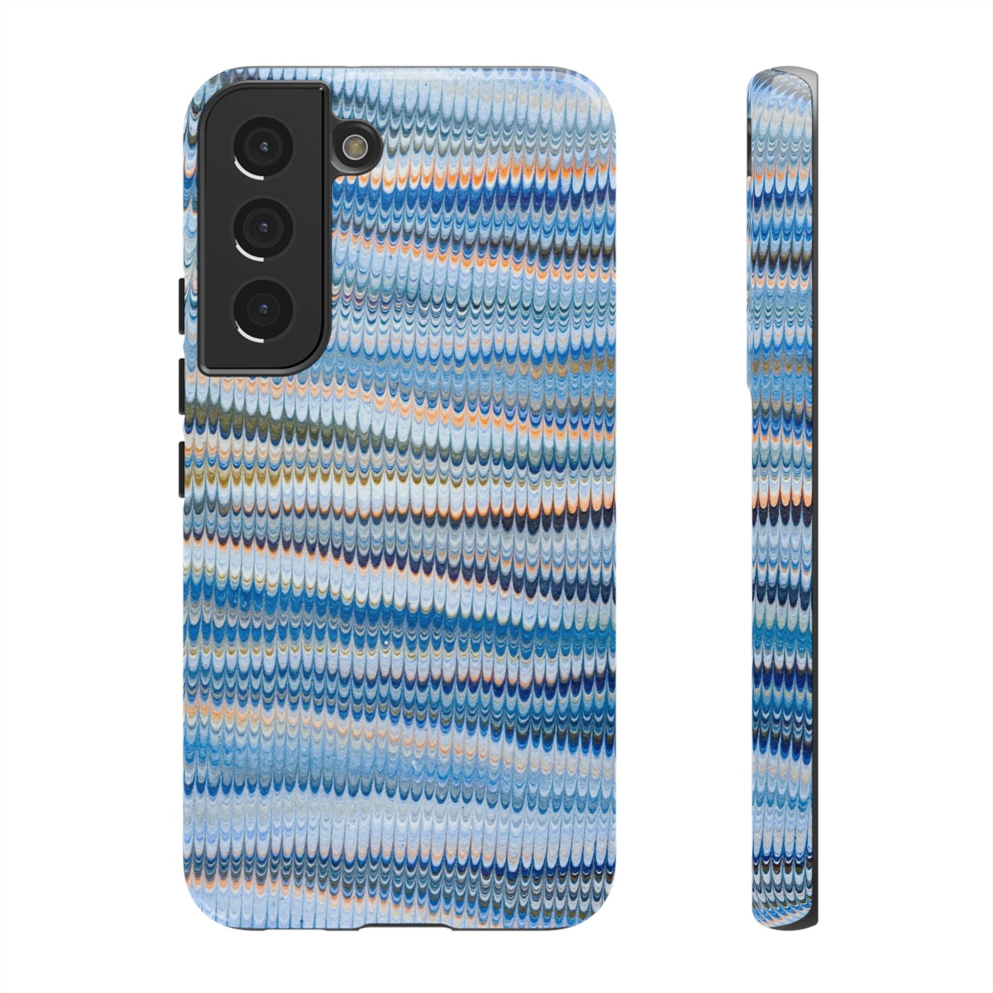 Blue Marbled Phone Cases iPhone 16 + Samsung + Apple + Google - all models, Vintage Marbled Design - Tough Cases