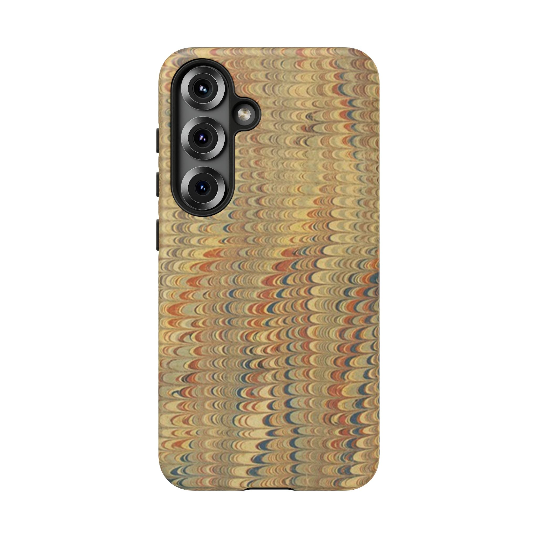 Beige and Blue Marbled Durable Phone Case - Dual Layer - Matte or Glossy