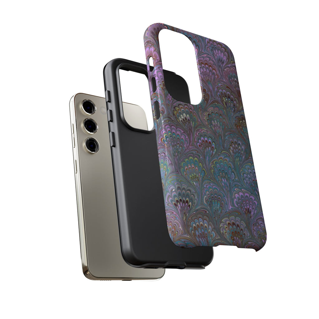 Lavender Marbled Peacock Durable Phone Case - Matte or Glossy