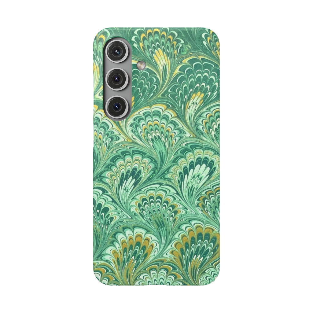 Marbled Feather Green Swirl - Single Layer Slim Phone Case
