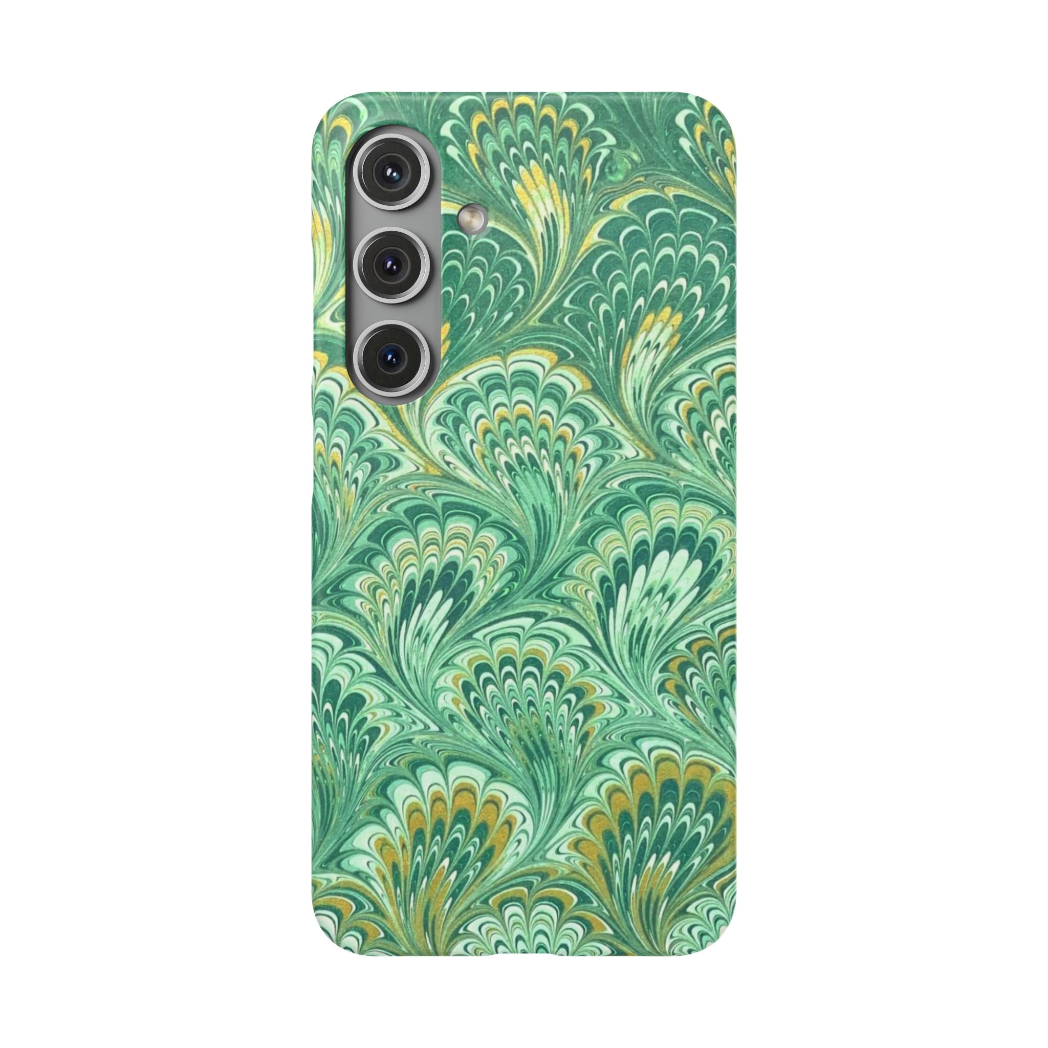 Marbled Feather Green Swirl - Single Layer Slim Phone Case