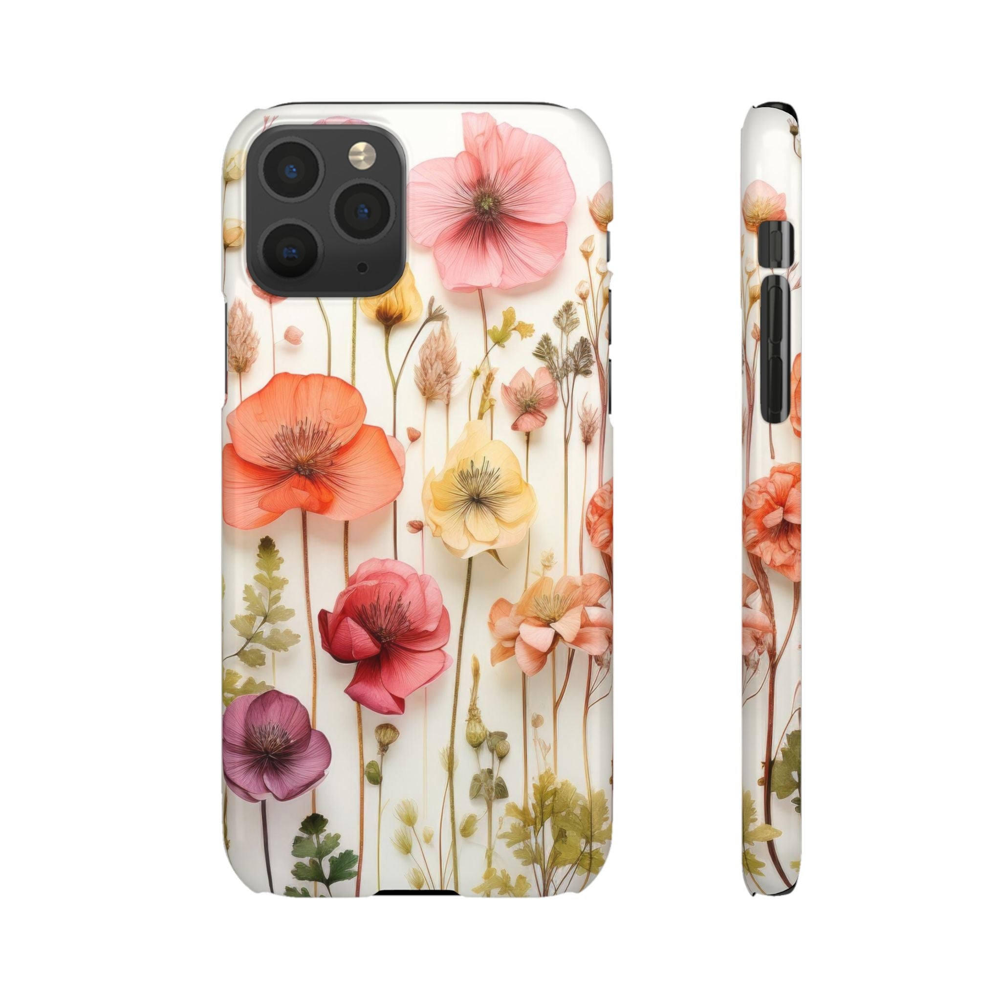 Pink Floral Pressed Flowers - Slim Case