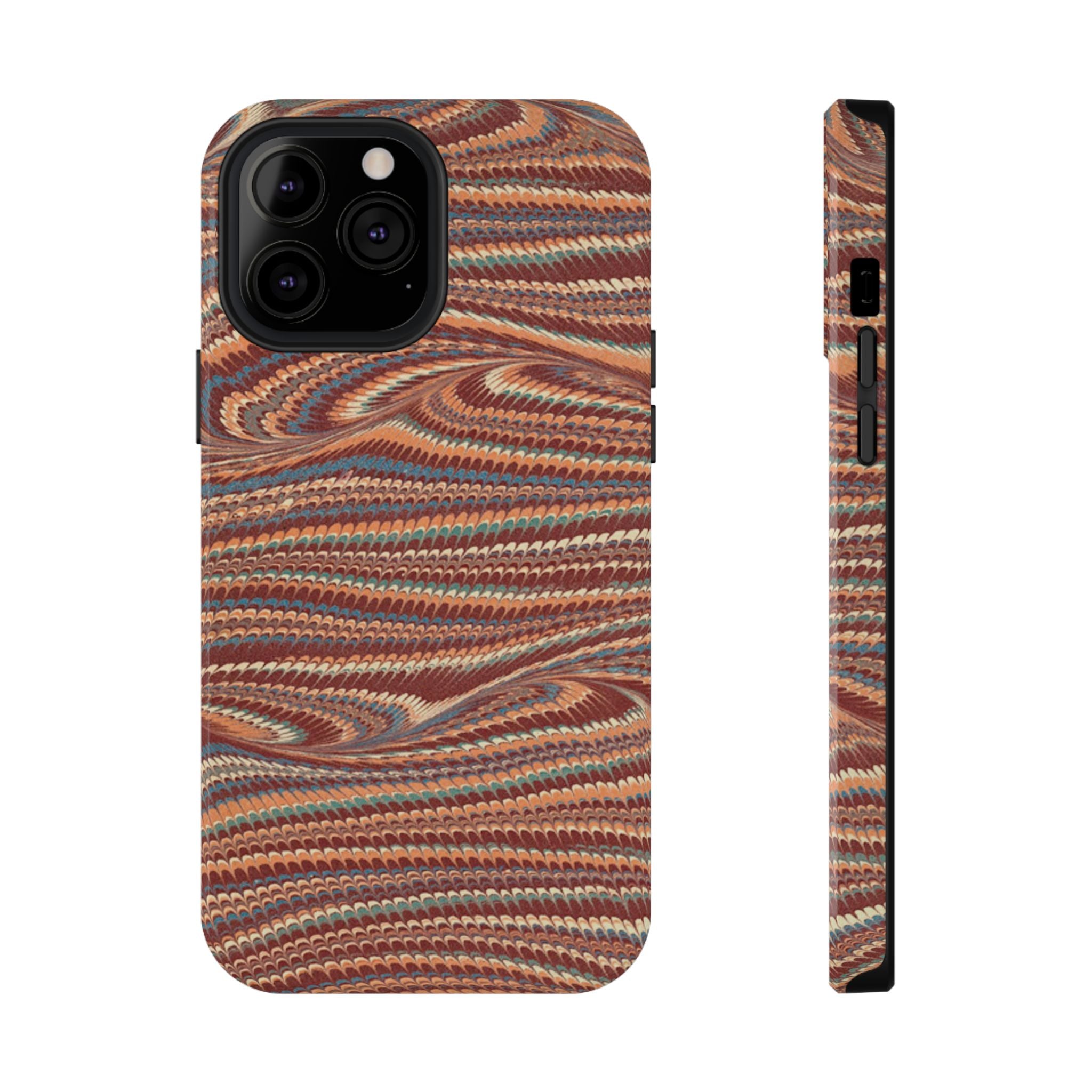 Neutrals Burgundy, Beige, Rust Hues Italian Vintage Marble Design Phone Case for Apple + Samsung
