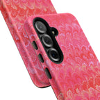 Pink and Gold Marbled Peacock Durable Phone Case - Olive Green and Brown - Matte or Glossy